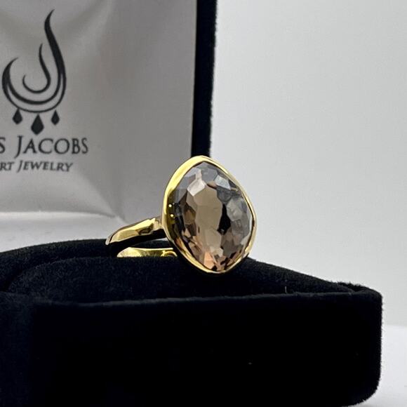 Jas Jacobs Jewelry Jewelry - Beautiful 5ct Genuine Smoky Quartz Ring 18k Gold Vermeil Gold Smoky Quartz Ring
